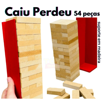Jogo Caiu Perdeu 54 Peças Torre De Madeira - Jogo De Tabuleiro - #