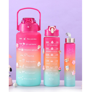 Kit 3 Garrafa Agua Squeeze Galão Com Adesivos Lembretes beber Agua conjunto de 3 peças Pronta Entrega rapido