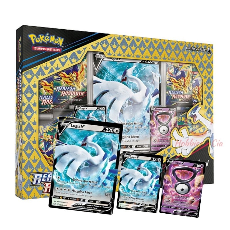 Box Cartas Pokémon Realeza Absoluta Lugia V e Unown V