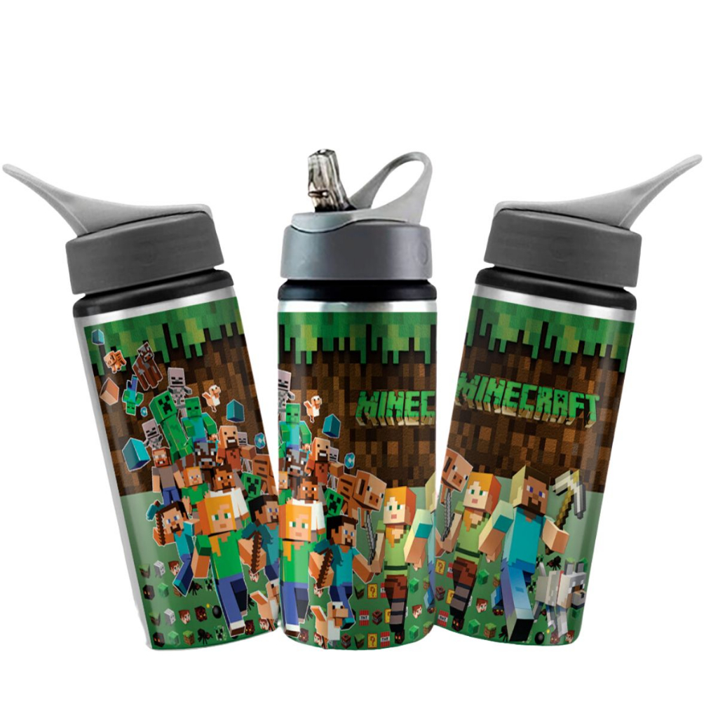 Garrafa Squeeze Minecraft Alumínio Bico Retrátil Com Nome | Shopee Brasil