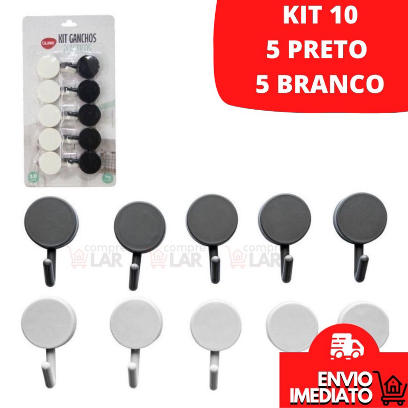 Kit 10 Ganchos Parede Adesivo Organizador Multiuso Com Dupla Face Para Pendurar Objetos