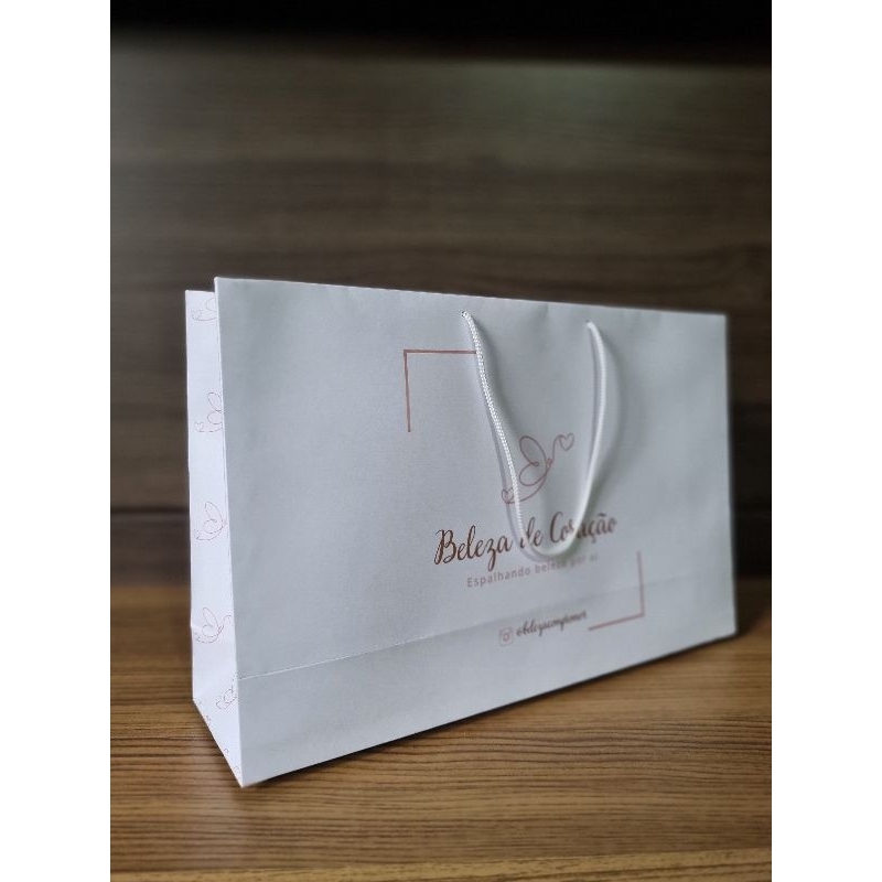 Sacolas de papel personalizadas kit 100 peças (18x30x08)