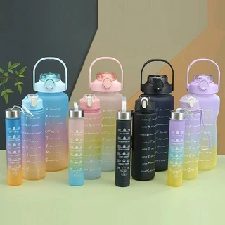 PROMOÇÃO *** Garrafa de Agua 2L, 900ML ou 300ML Squeeze Galão Com Adesivos Lembretes beber Agua Motivacionais e canudo