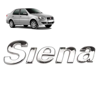 Emblema Letreiro linha Fiat escrita Siena ano modelo 2000 cromado fita 3M