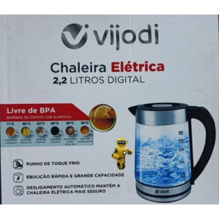 Chaleira Elétrica Inox 1,8L com Base Removível Bico Peneira e Led