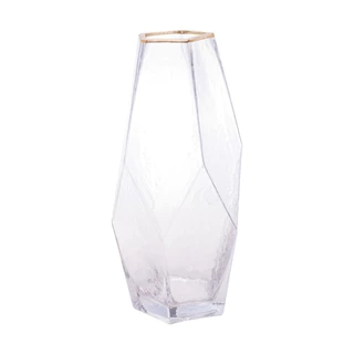VASO DE VIDRO C/BORDA DOURADA TAJ 13cm x 23,5cm