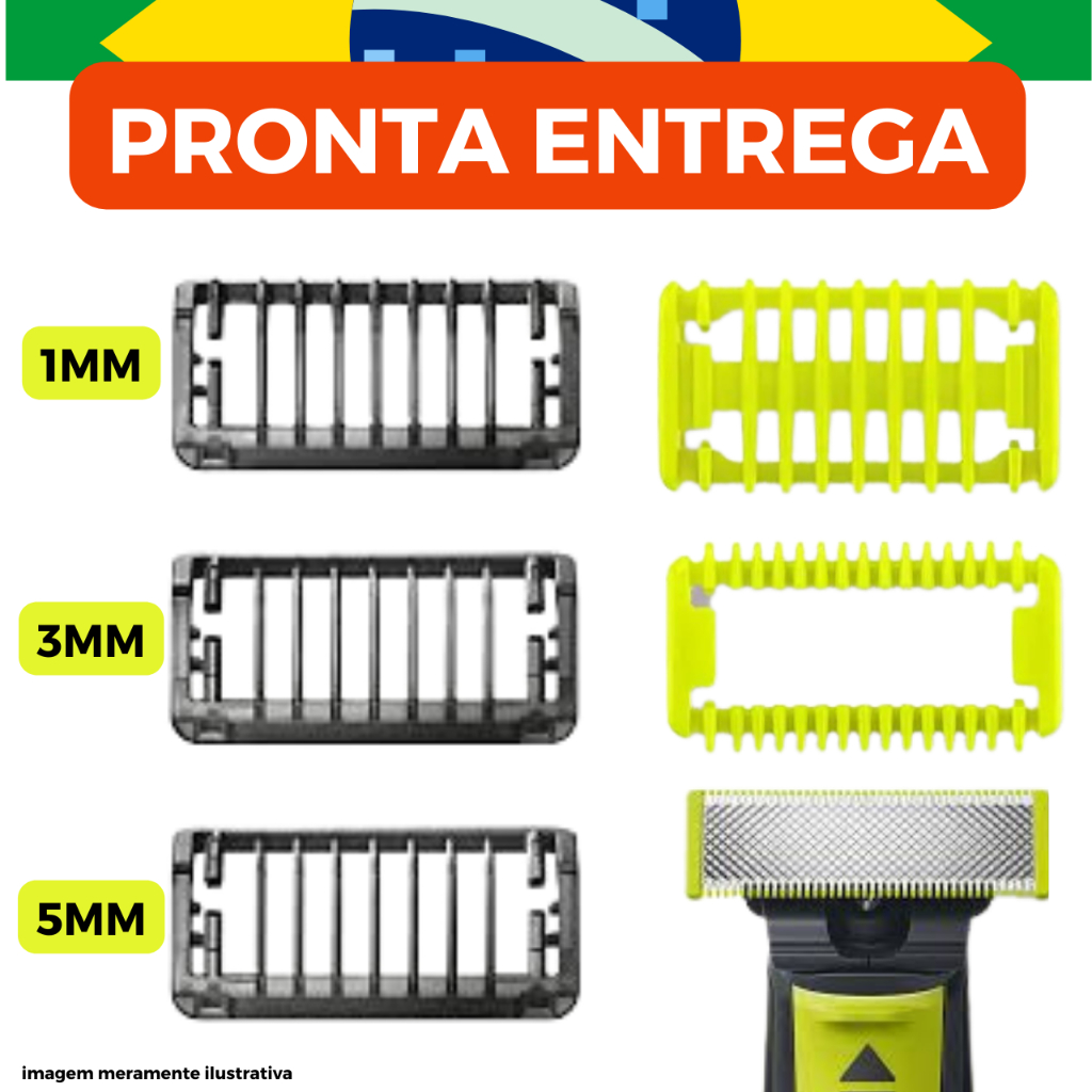 Pentes 1mm 3mm 5mm Para Barbeador Elétrico Philips Oneblade QP2510 QP2520 QP2521 QP2522 QP2530 QP2531