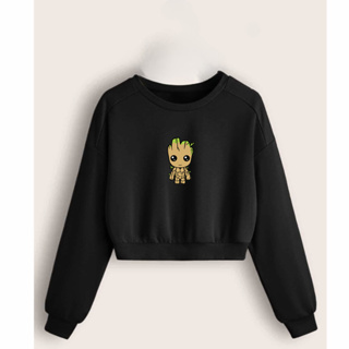 Moletom Cropped Blusa Curta Baby Groot Casaco Flanelado