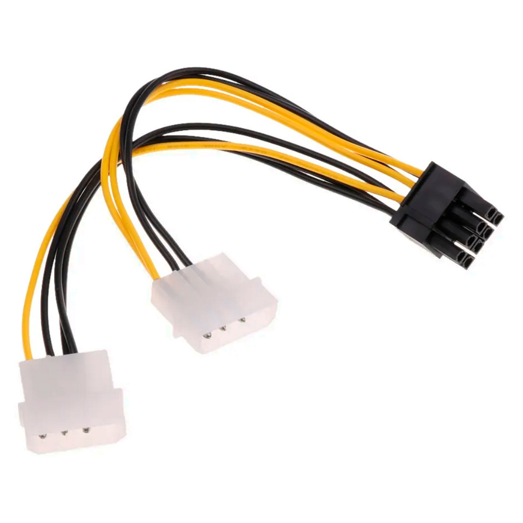 Cabo Adaptador 8 Pinos 6 2 Pci Express Para Molex Ide Duplo Para Placa