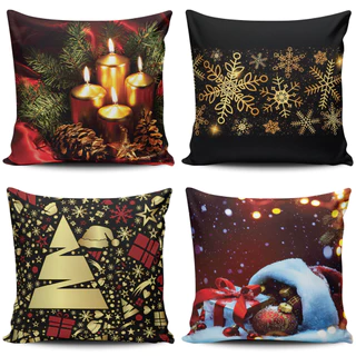 Capas de Almofadas Tema de Natal Kit com 4 Unidades Diversos Modelos