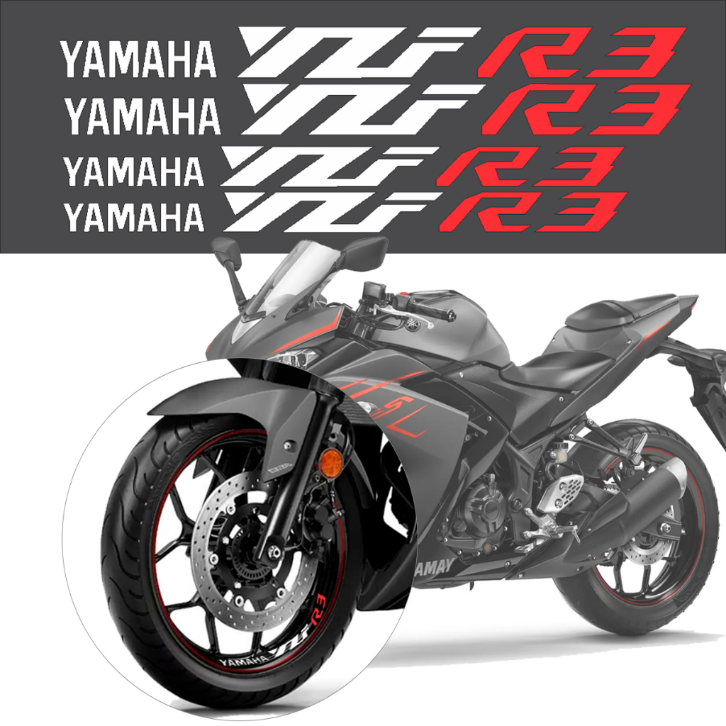 Kit 4 Adesivos Premium Interno Roda Moto Yamaha Yzf R3 300cc Racing