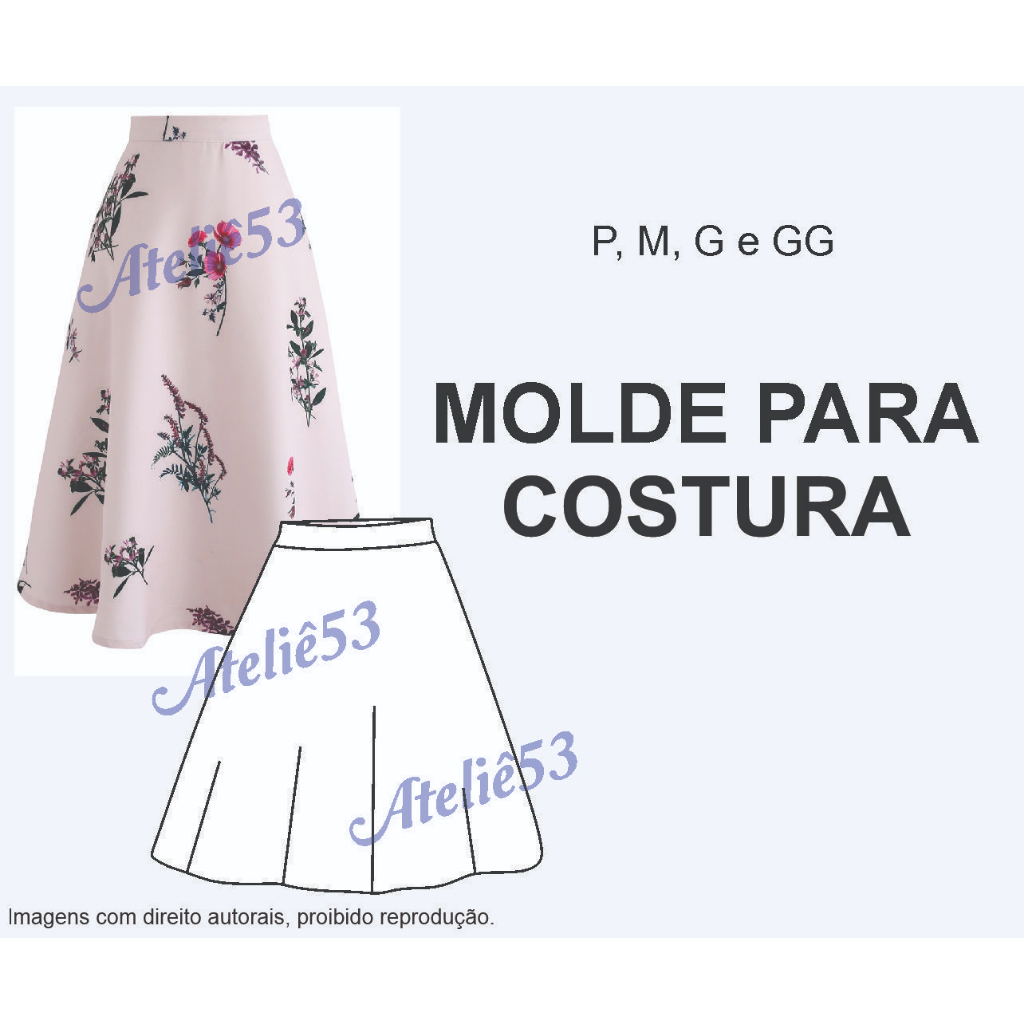 Molde saia hot sale midi gode