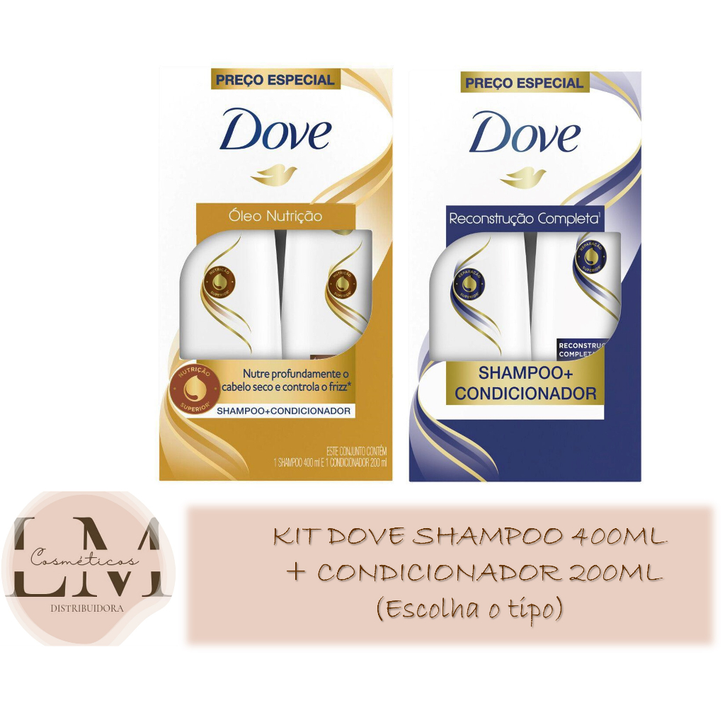 Kit Dove Shampoo 400ml + Condicionador 200ml (Escolha O Tipo) | Shopee ...