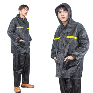 Capa de Chuva Conjunto Completo Para Motoqueiro Adulta Masculina Feminina Com Faixa De Sinalizao