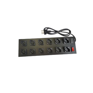 Filtro De Linha Metal 12 Tomadas Diagonais Espaçadas 3 Metro Preto