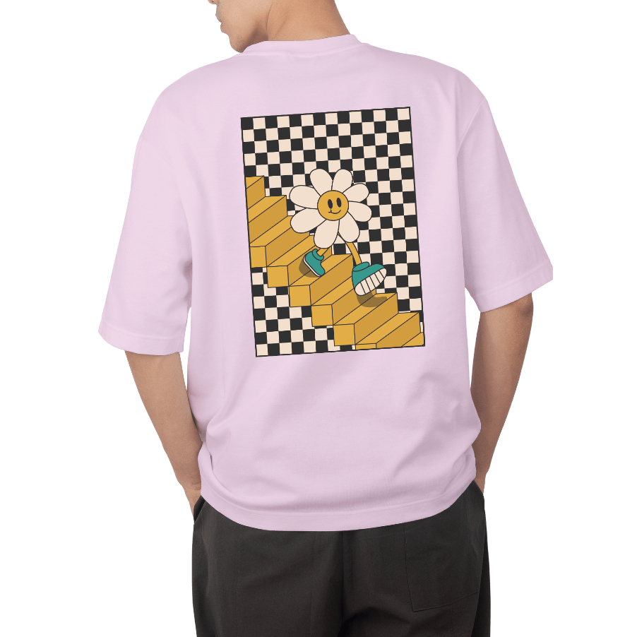 Camiseta Girassol T-shirt Estampa Grafica Desenho Frente Costas Flor Humor Good Vibe Happy Oversized Manga Curta Ombro Caido Long Line Streetwear