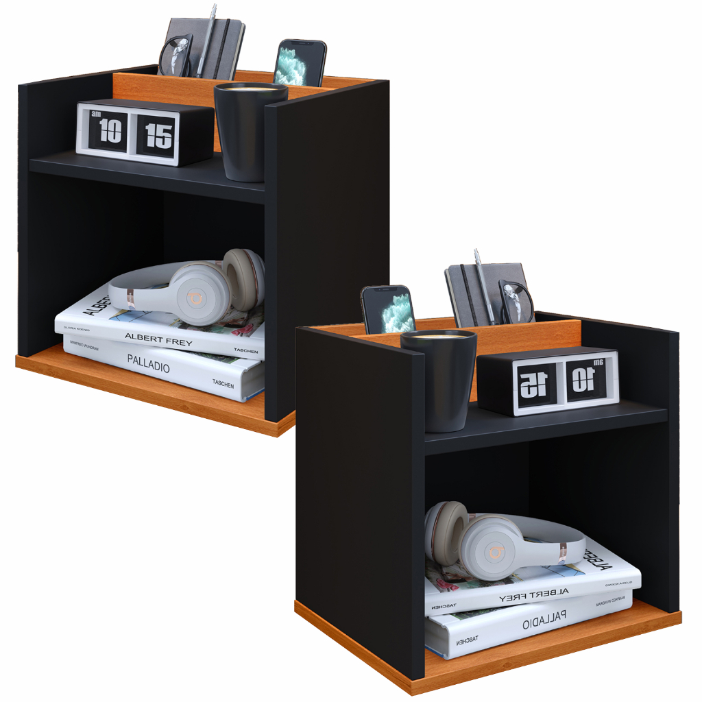 Conjunto Mesa de Cabeceira Madri Porta Celular e Nicho - Diversas cores