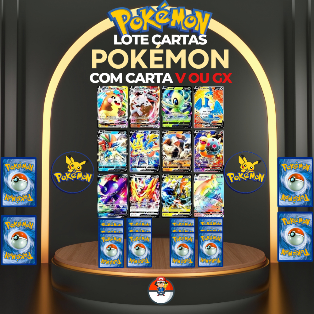 Lotes de Cartas Pokémon V, VMAX e GX Holográficas Brilhantes em Português  Sem Repetição - Escorrega o Preço