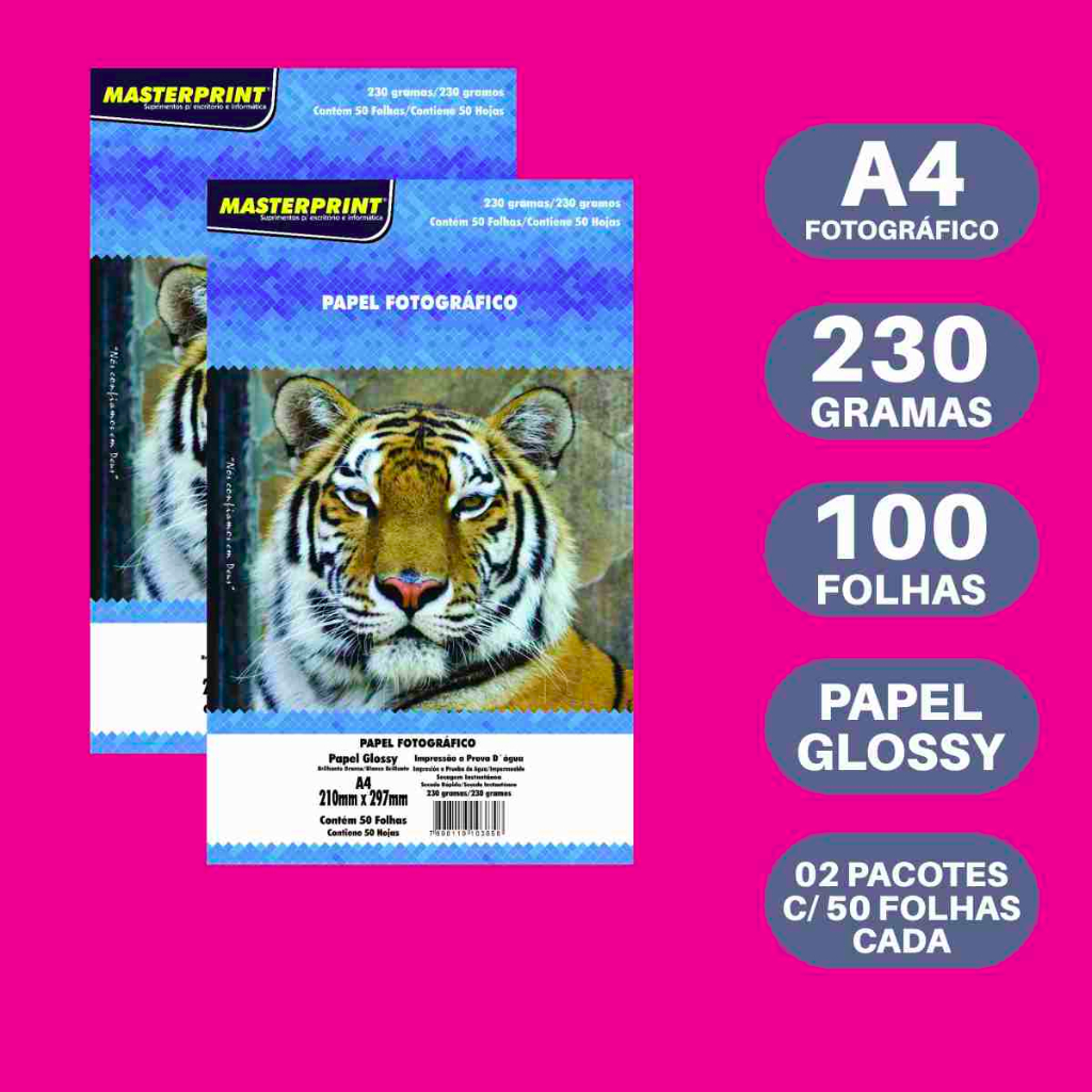 Papel Fotográfico Glossy 230gr A4 Kit 100 Folhas Qualidade Masterprint Shopee Brasil 5178