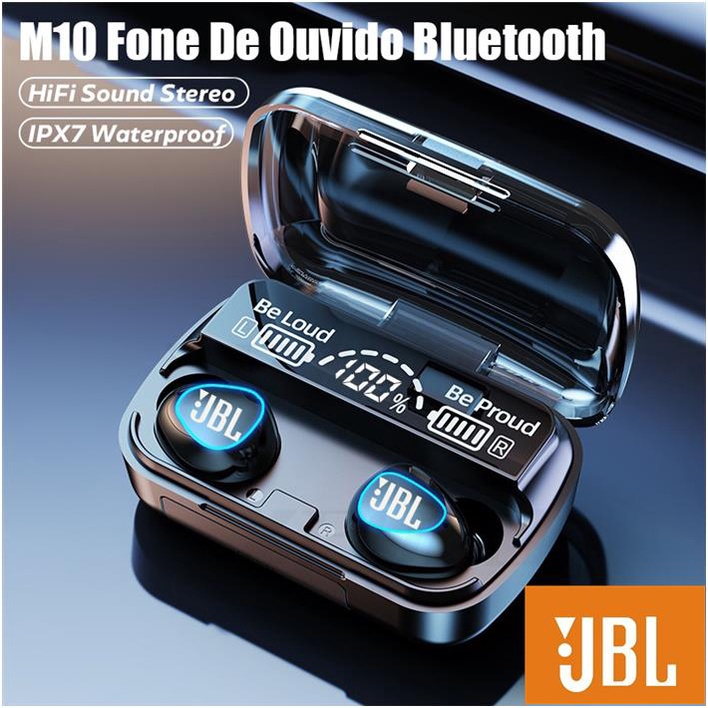Fone De Ouvido Sem Fio JBL M10 TWS Bluetooth 5.1 9D À Prova D'água Com Microfone