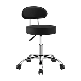 Cadeira Mocho C/ Encosto Giratório Estética Massagista e Tatuador Base Cromada Ferro