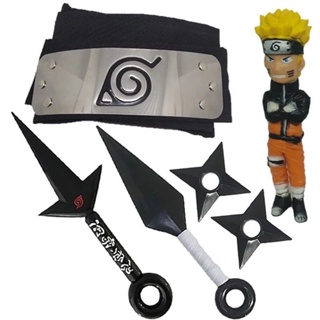 Kit Naruto Bandana Vila Da Folha Faixa Vermelha + Kunai Minato E Acessório  - Cosplay