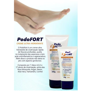 Creme Ultra Hidratante e Cicatrizante p/ Pés - Podofort -Tratamento de Rachaduras Pés Com Sangramento - Pró Essence - 60g