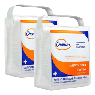 Kit 2un Lenço Para Banho e Higiene Cremer 100un cada- Total 200un