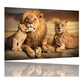 Quadro Decorativo Familia De Leao Proteção Religioso Sala Decoraçao Hd