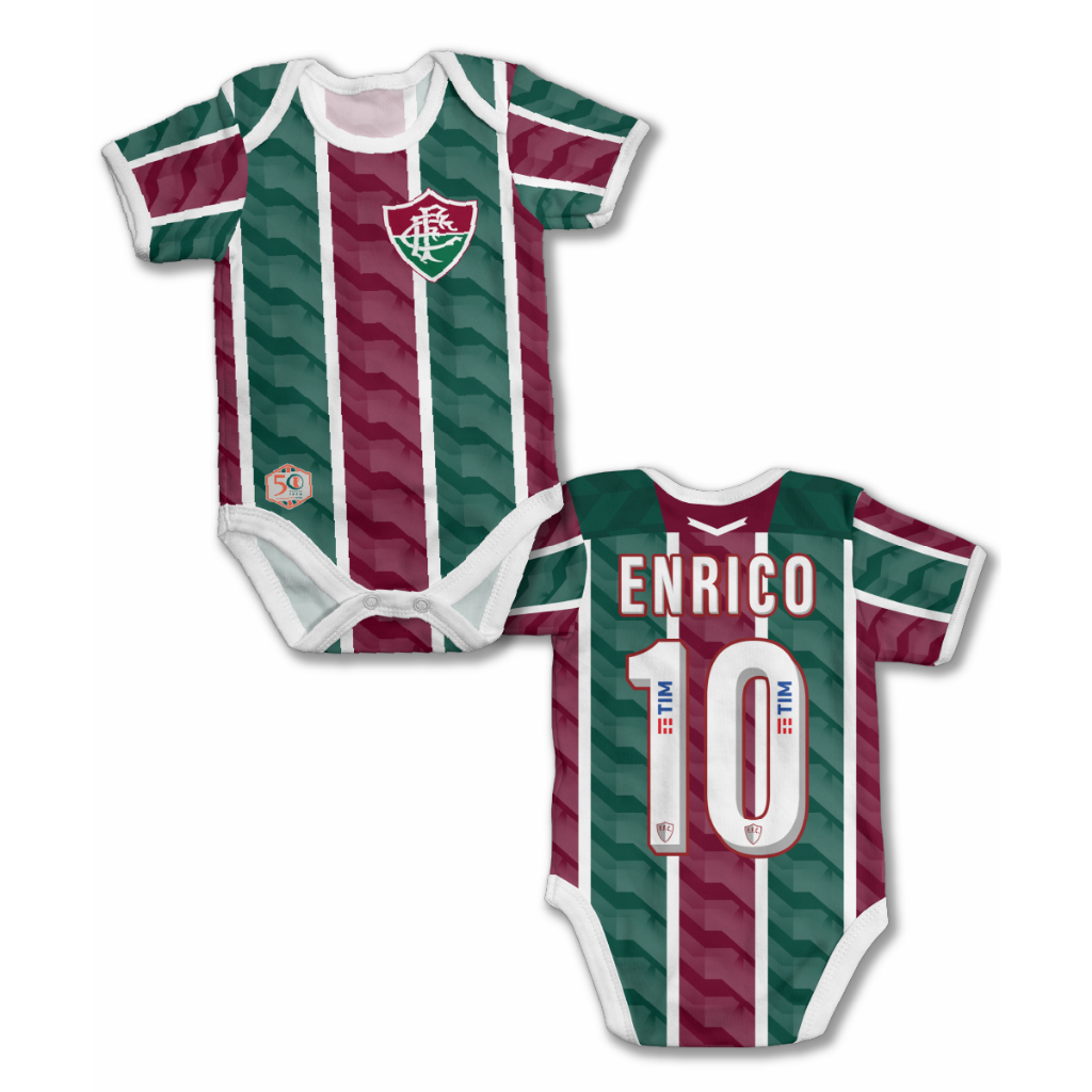Body bebê personalizado com nome Fluminense tricolor
