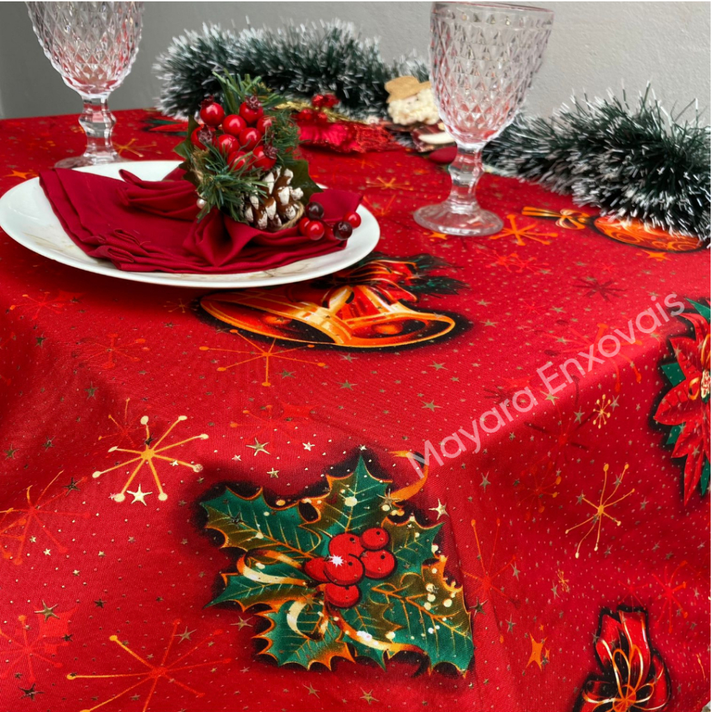 Toalha de Mesa Retangular Dohler Celebra Natal Xadrez 8 Lugares 1,60m X  2,40m em 2023