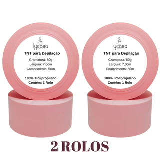 KIT TNT para Depilação ENVIO EM 24H Com 2 Rolos de 50 Metros Cada Cor Rosa Gramatura 80 e 7cm de Largura Lenço Papel Depilatório Descartável Nacional Profissional