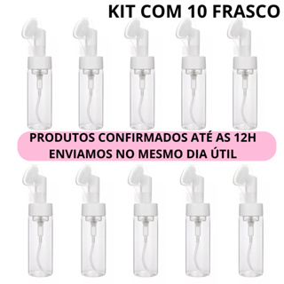 Kit de 10 Frasco Pump Espumador 100ml cada Transparente Massageador Com Escova de Silicone para Limpeza Facial Skin Care