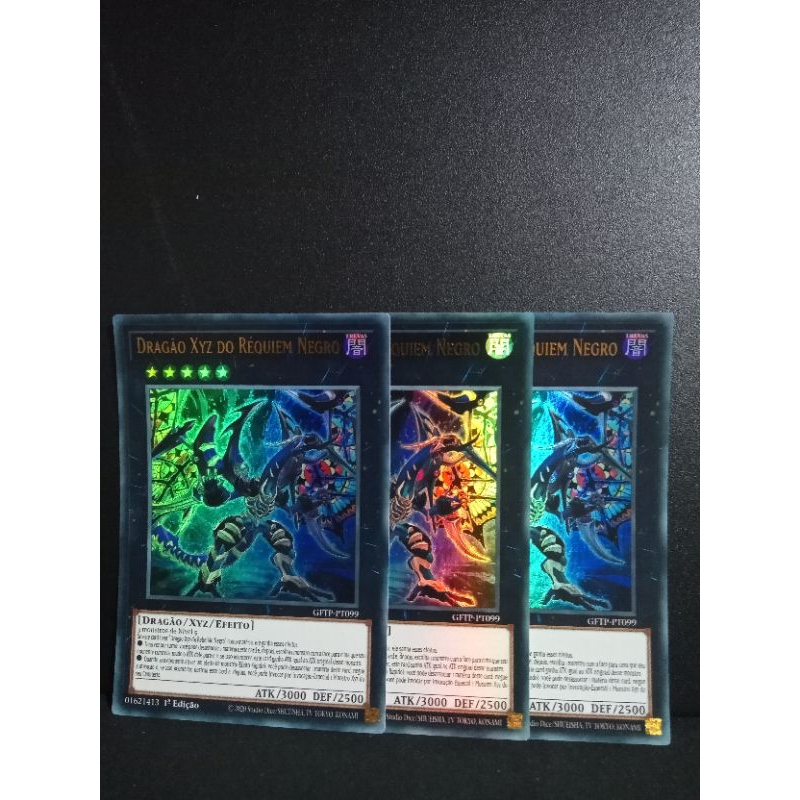 yugioh 3x dragão xyz do réquiem negro ultra rara