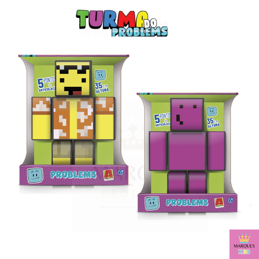 Kit c/ 6 Bonecos 35 cm Turma do Problems-Minecraft