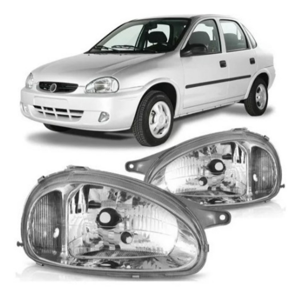 Farol Corsa 2000 2001 2002 2003 2004 2005 2009 2010 Cromado | Shopee Brasil