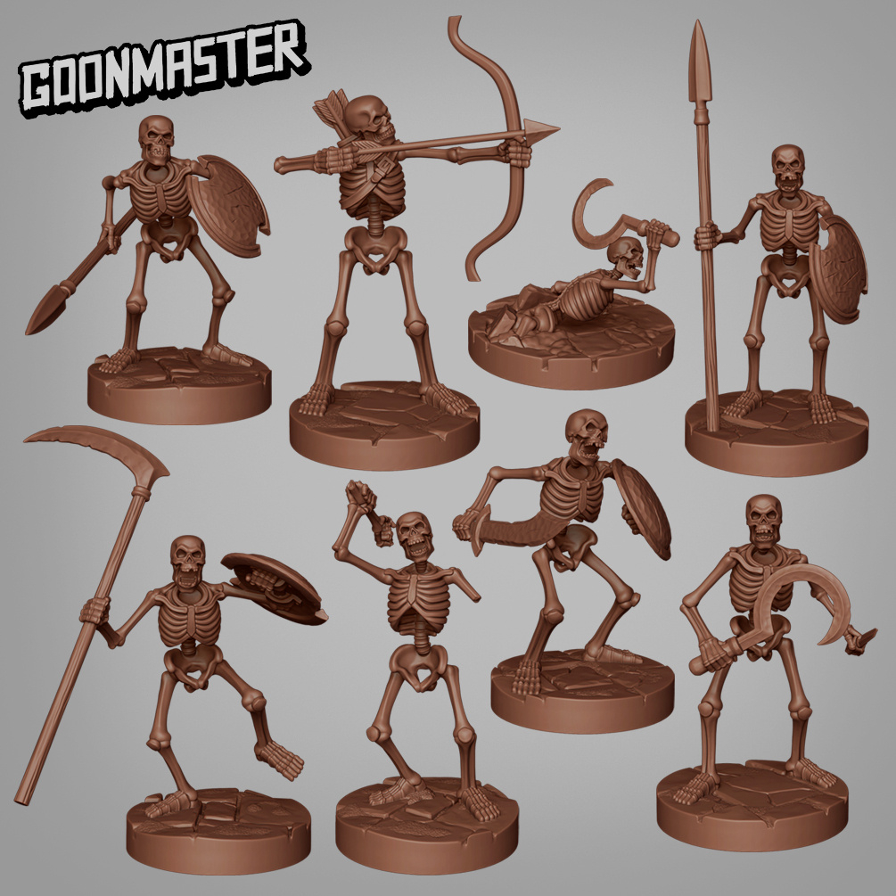 Miniatura para RPG - GUERREIROS ESQUELETOS PACK 1 - 3 - 5 peças - D&D Dungeons and Dragons