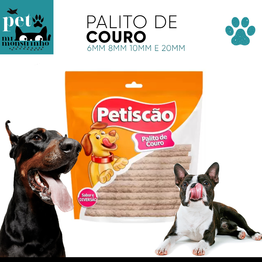 Osso Palito de Couro para cachorro 6mm 8mm 10mm 20mm - 500g 1kg