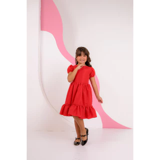 Vestido Manga Bufante Fofo Luxuoso Moda Infantil Blogueira Mini Diva Aniversário Foto Festa Casamento Lançamento Evangélico