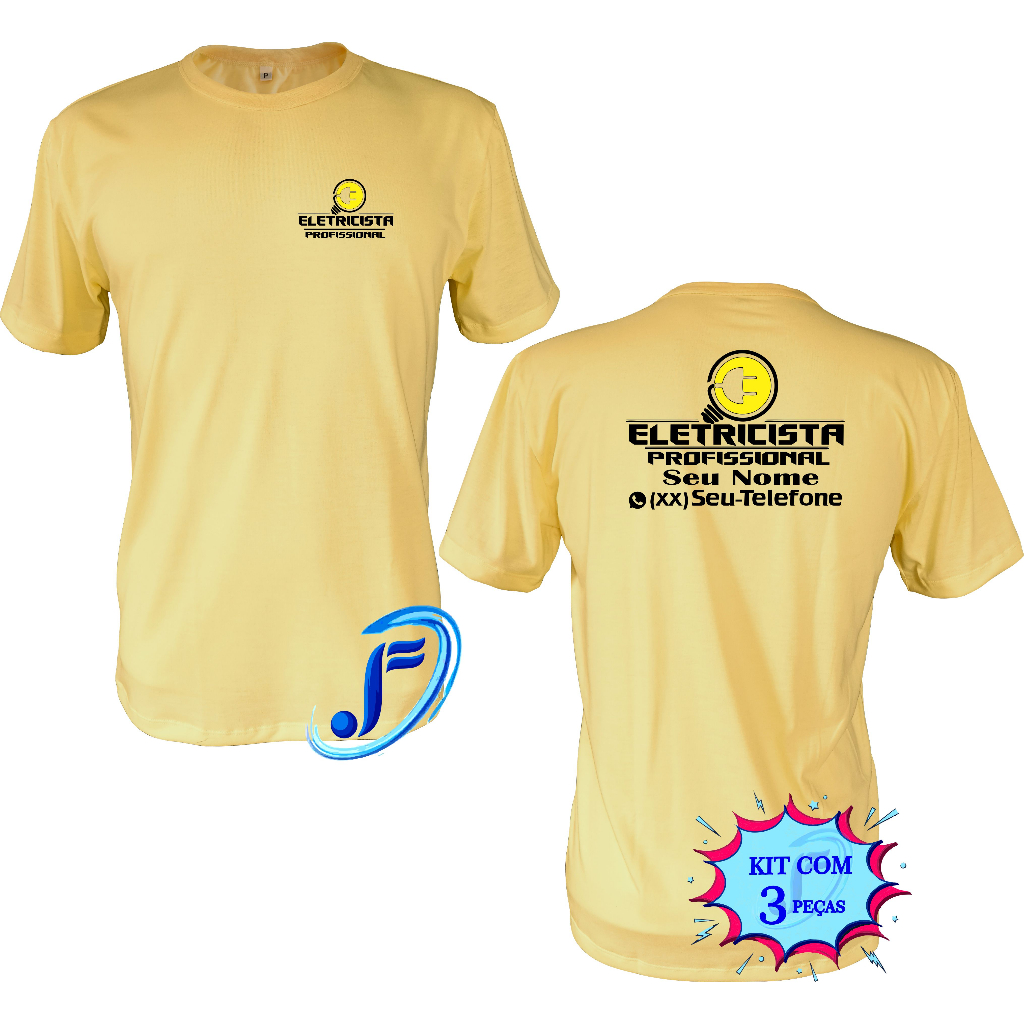 Camiseta Uniforme Profissional Eletricista Personalizado Trabalho ...