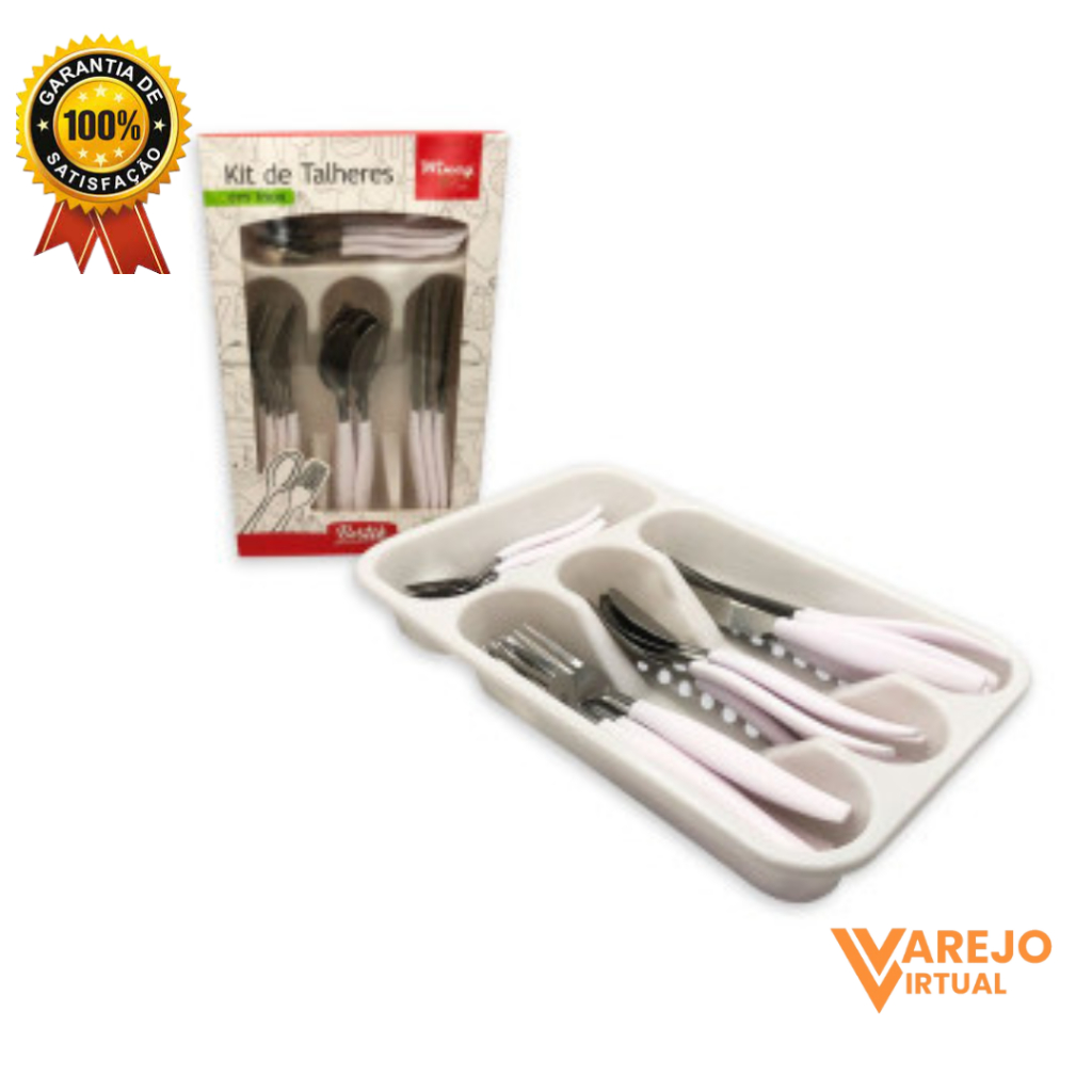 Kit de Talheres em Inox 25 Peças - Branco | Shopee Brasil