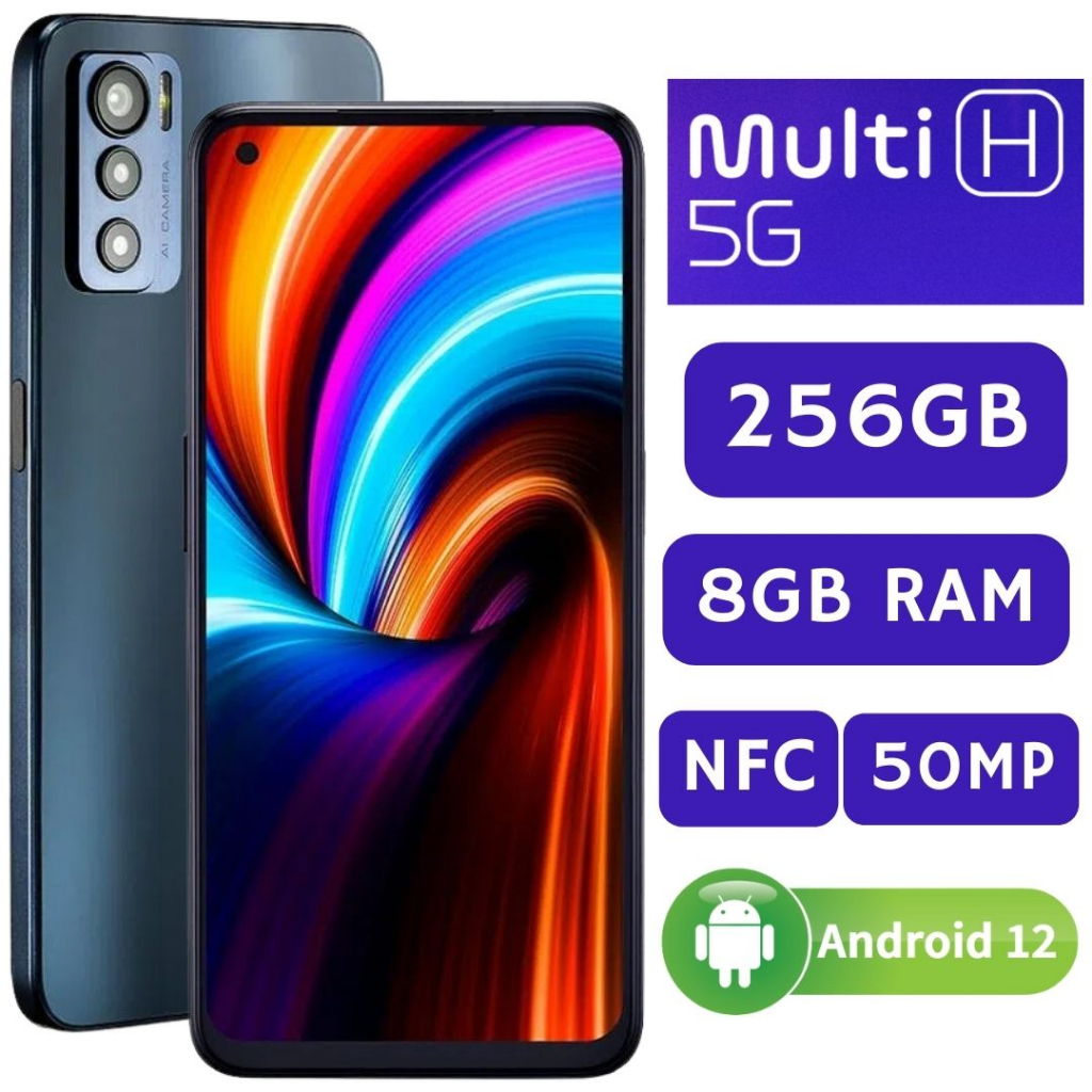 Smartphone Multi H 5G 256GB Full HD 8GB RAM Câmera Tripla 50MP