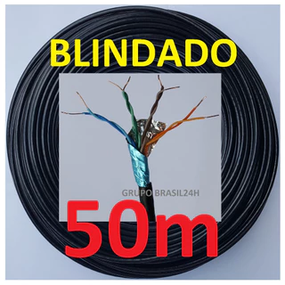 Cabo Rede Cat5e 50m Preto Ftp Blindado Lan Internet Infoclix