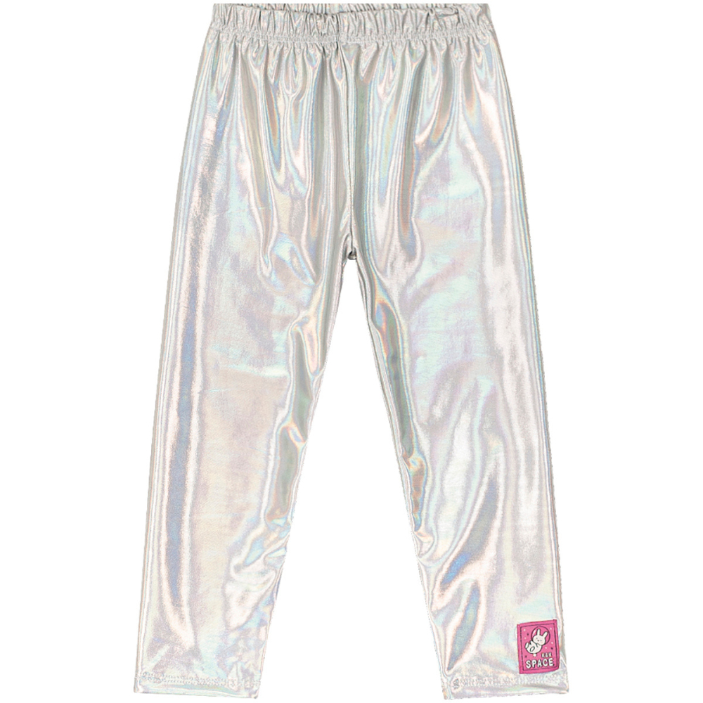 Calça Legging Cirre Holográfico Feminina Kiko E Kika Menina Prateada Ref 10542