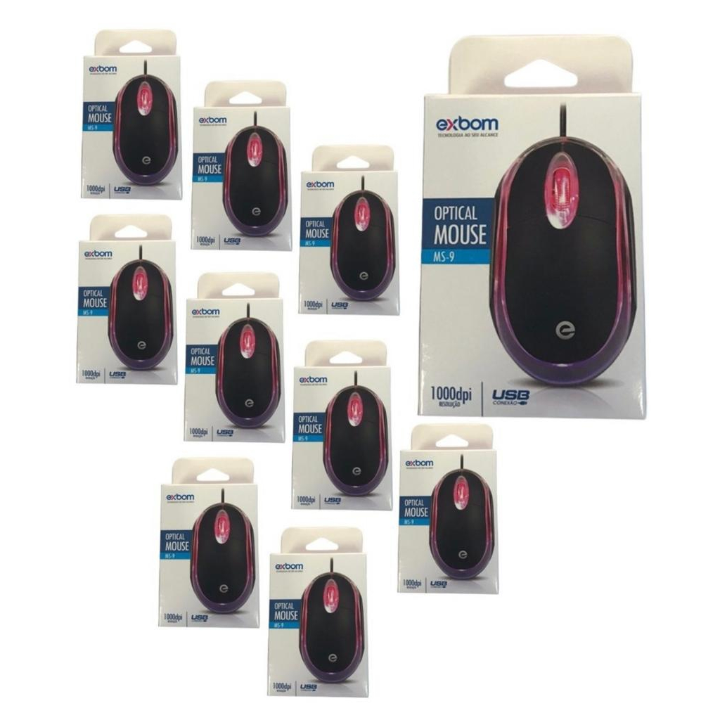 Mouse USB Óptico Com Led EXBOM
