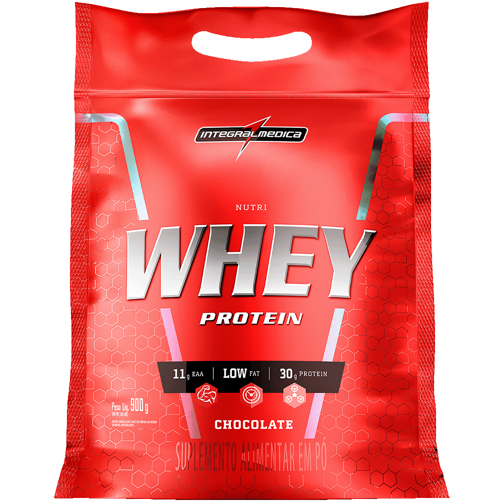 3x Whey Protein Nutri Integral Medica Hipercalórico Suplemento Alimentar Refil 900g Proteína Hipertrófico