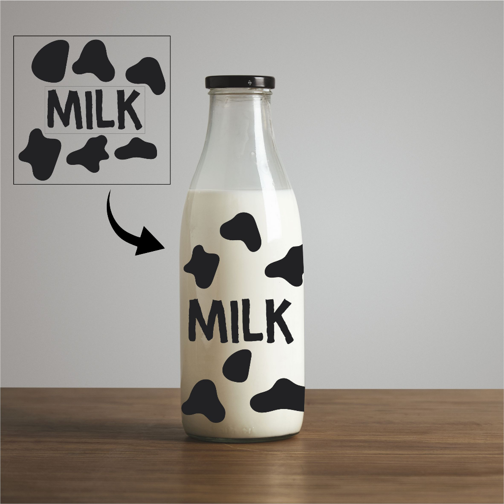 Adesivos Decorativos Para Potes De Cozinha Em Vinil Transparente - Manchinhas De Vaca Garrafa De Leite