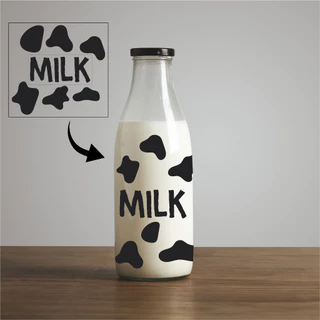 Adesivos Decorativos Para Potes De Cozinha Em Vinil Transparente - Manchinhas De Vaca Garrafa De Leite
