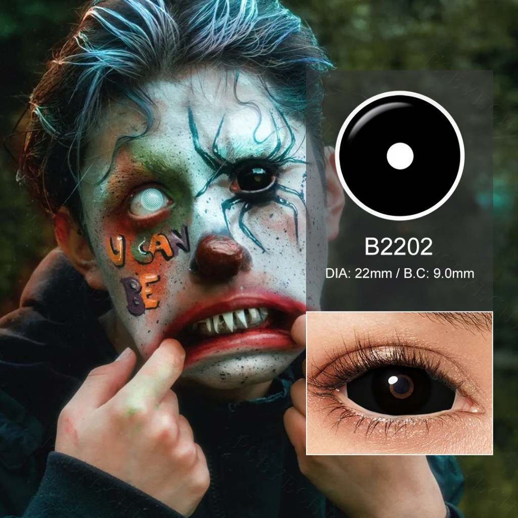 Pseyeche 22mm Lentes De Contato Coloridas Cosplay Pretas De Halloween Para Cosplay lente de contato preta 1 par grande diâmetro