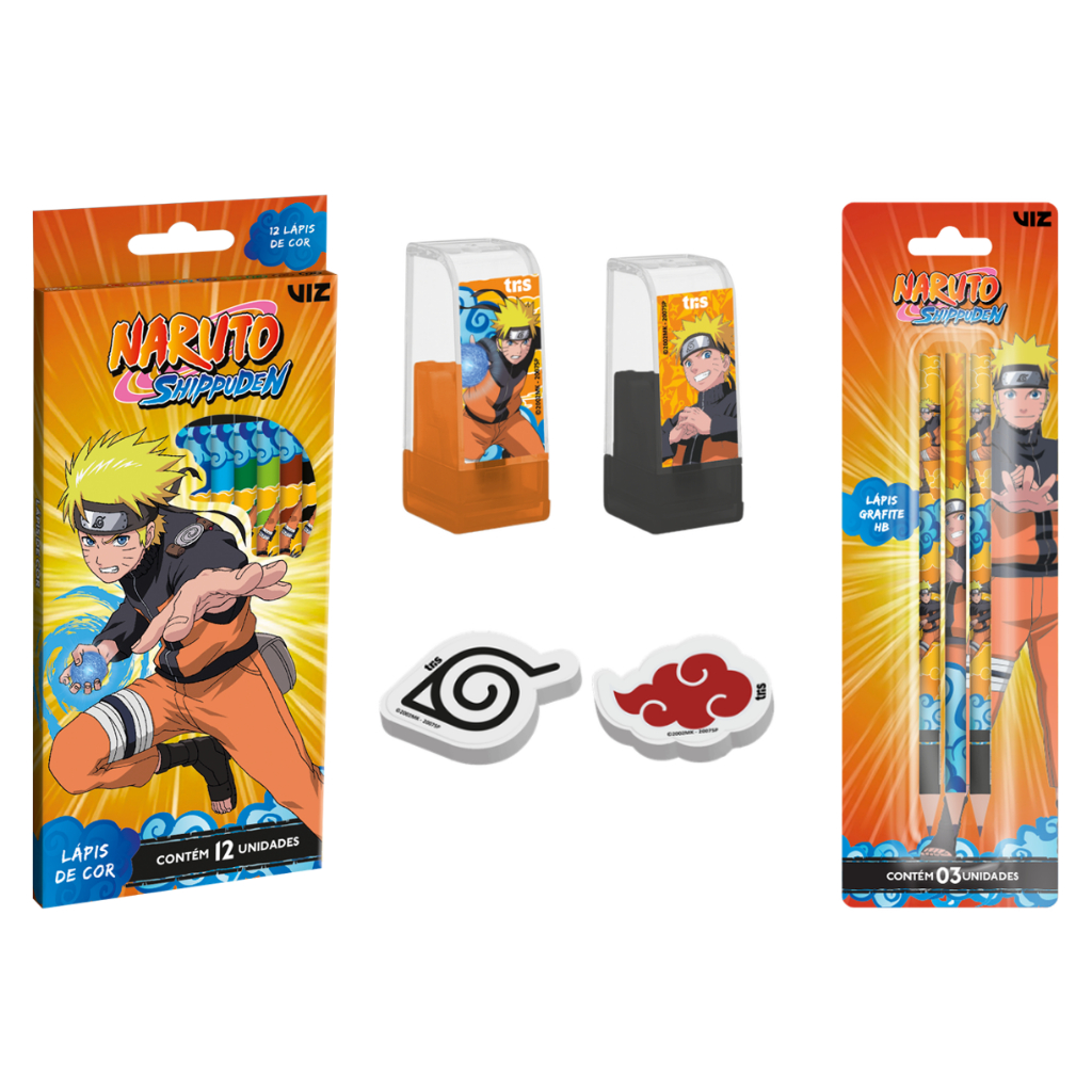 Borracha Escolar Tris Naruto Shippuden - Bell Papelaria Livraria Uniformes  Material Escolar e Escritório